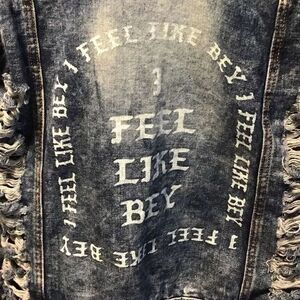 Jean jacket distressed by DAZL size large